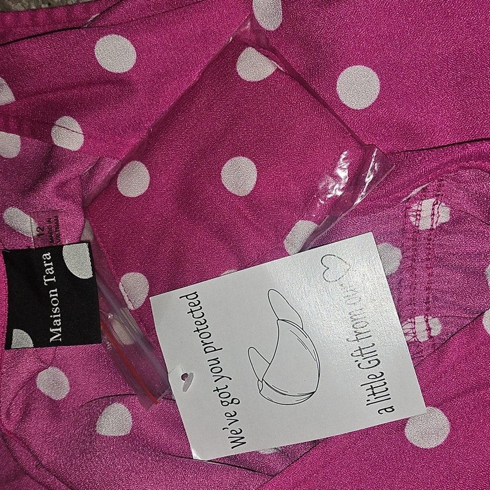 Maison Tara Pink Polka Dot Dress Size 12 NWT - Picture 10 of 11
